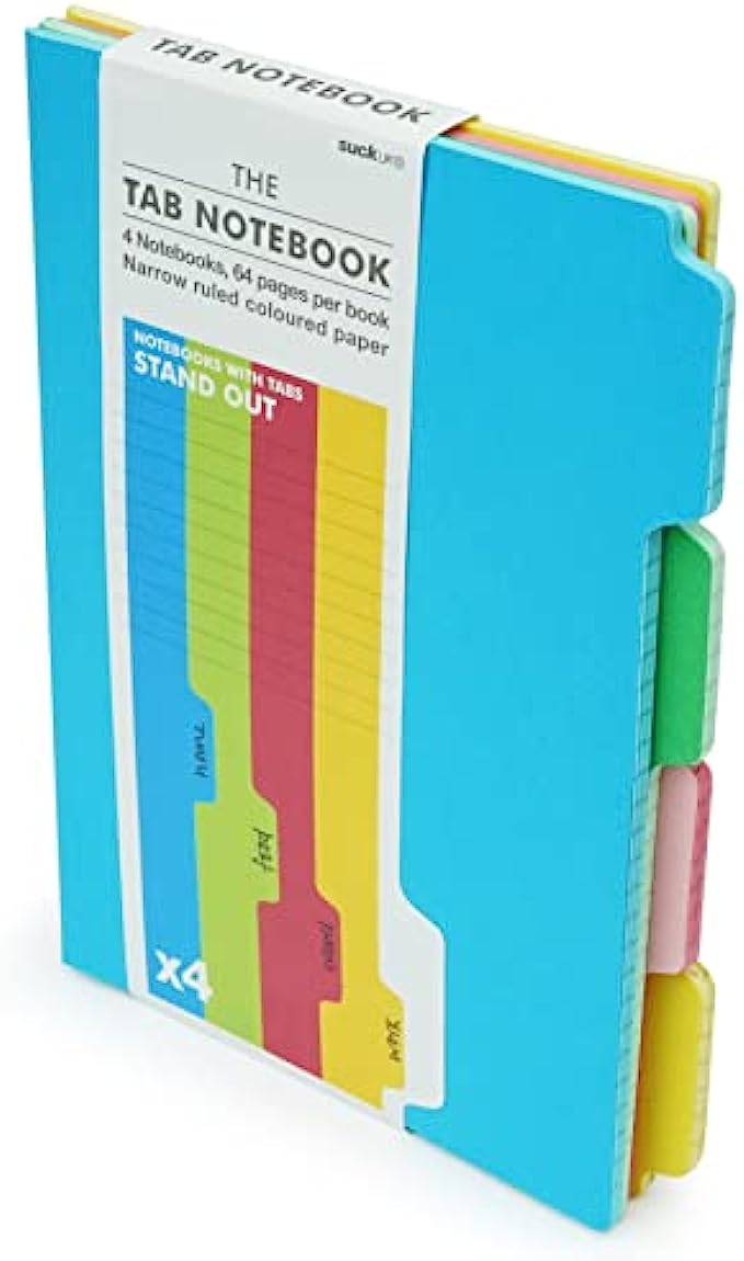 Suck UK | Tab Notebook | A5 Journal Notebook | Tabbed Subject Note Pads For Studying | Office Supplies &amp; Notebooks For Work | School Supplies &amp; College Essentials | Revision Planner Or Journal