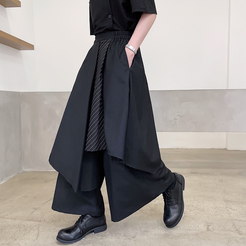 [X-MEN] Yohji Yamamoto Men's Dark Series Irregular Pants Trendy ins Japanese Miscellaneous Style Ribbon Kendo Samurai Culottes Summer